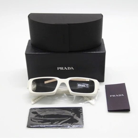 NEW SPR 27Z WHITE SQUTE UNISEX SUNGLASSES PRADA PR27ZS 17K08Z PRADA PR 27ZS - Picture 5 of 5
